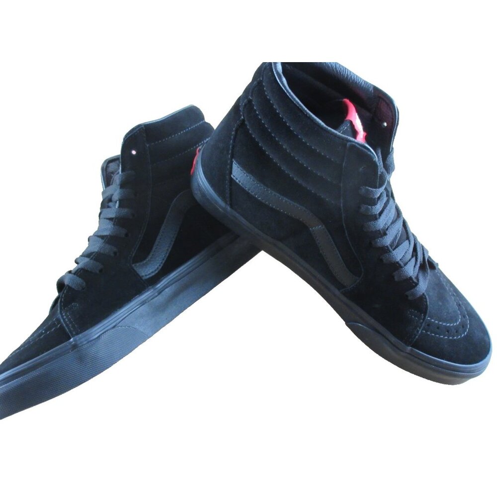 Vans Men's Sk8-Hi All Black Striped Classic Suede Skate shoes Sizes NIB - Picture 4 of 7